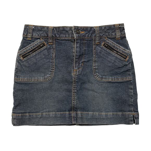 VTG Y2K 00's Route 66 Denim Mini Skirt Pocket Detailing SZ XS - Picture 1 of 3